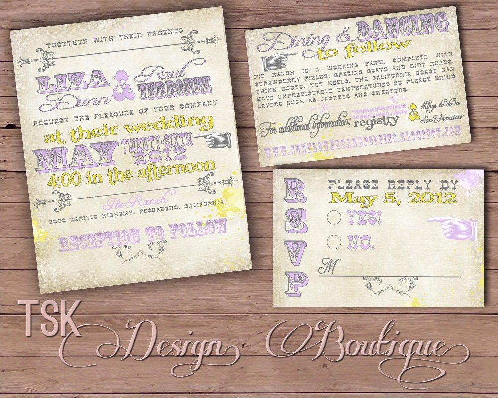 Jamie Collection - Customizable Wedding 5pc Invitation Suite for Rustic Barn Western Theme Wedding  - DEPOSIT LISTING