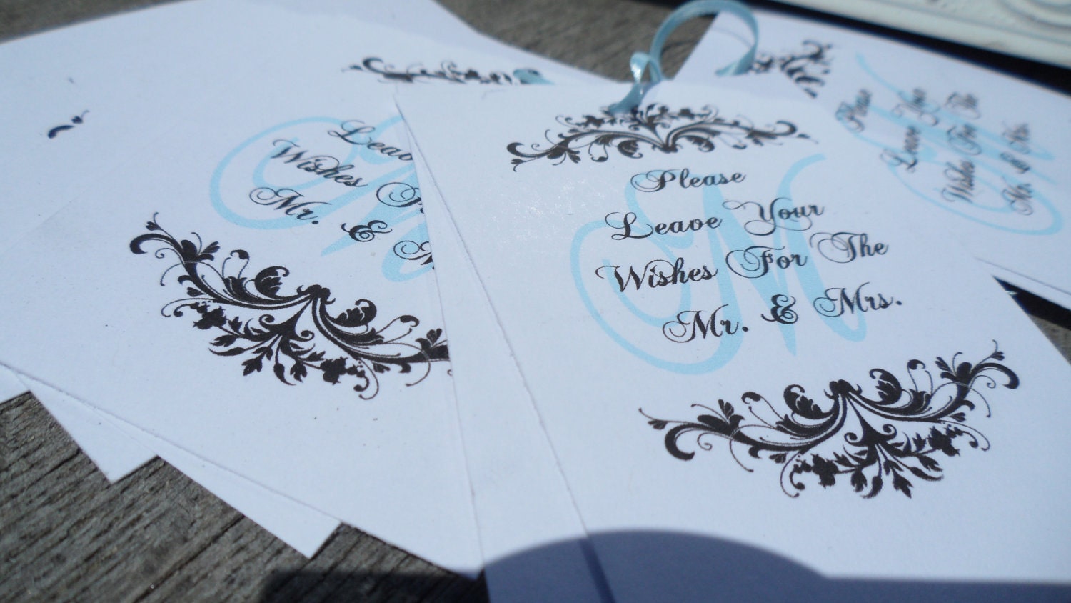 Black White Damask Tiffany Blue Advice Tags for Alternate Guest Book for Wedding Guests Il_570xn