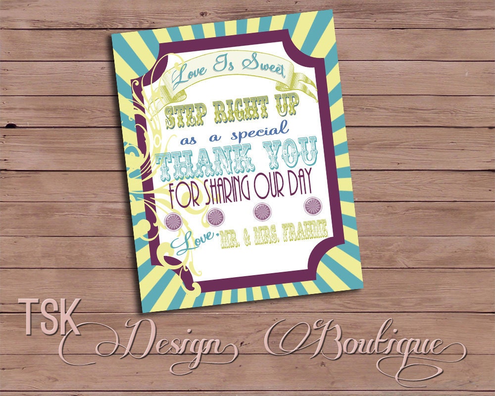 Alisa Collection - Wedding Sign Reception Candy Bar Buffet for Circus Carnival Theme Custom Il_570xn