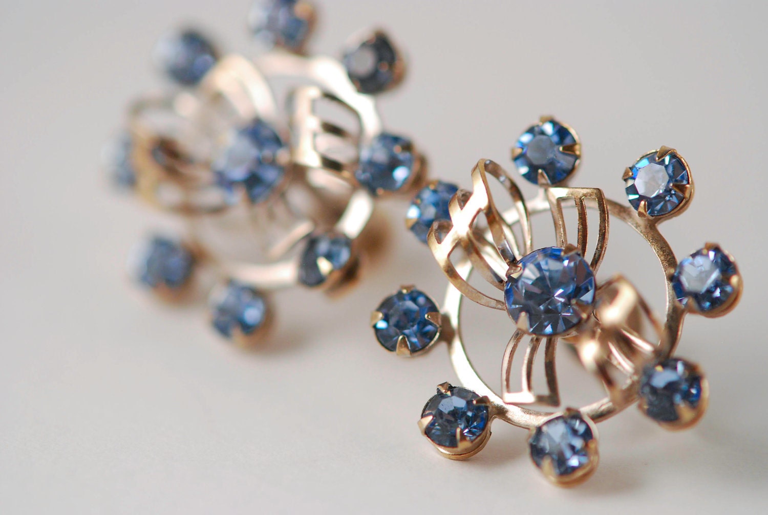 Atomic Blue Rhinestone Earrings