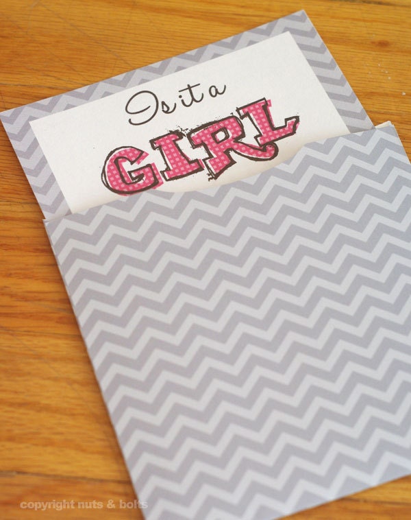 Gender Reveal Word Search Card With Envelope