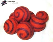 Leaping Sheep all natural  SWIRLY APPLE colored wool dryer ball - BIG - eco friendly - diapers - mom