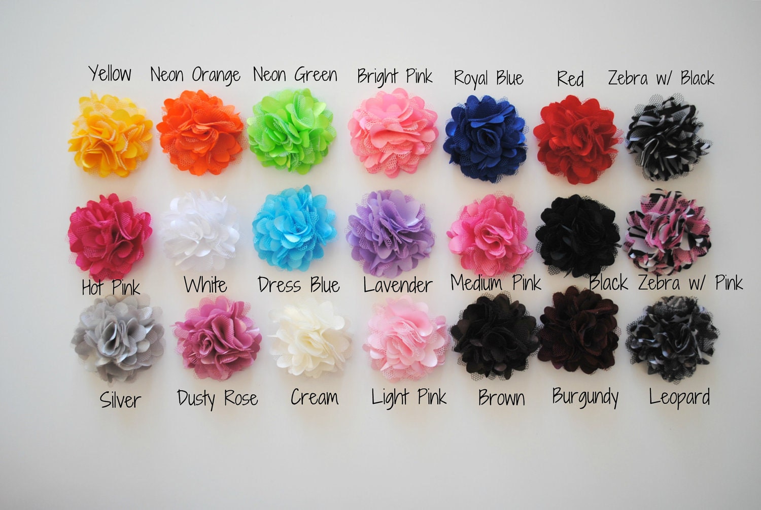 Set of 10 - Mini Puffs - 2" Flower Puffs - Your Choice of 21 Colors & Prints - WHOLESALE PRICE