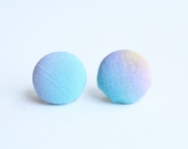 Handmade Button Earrings Blue Purple Orange Ombre