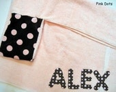 Personalized Bath Towels - Pink Dots
