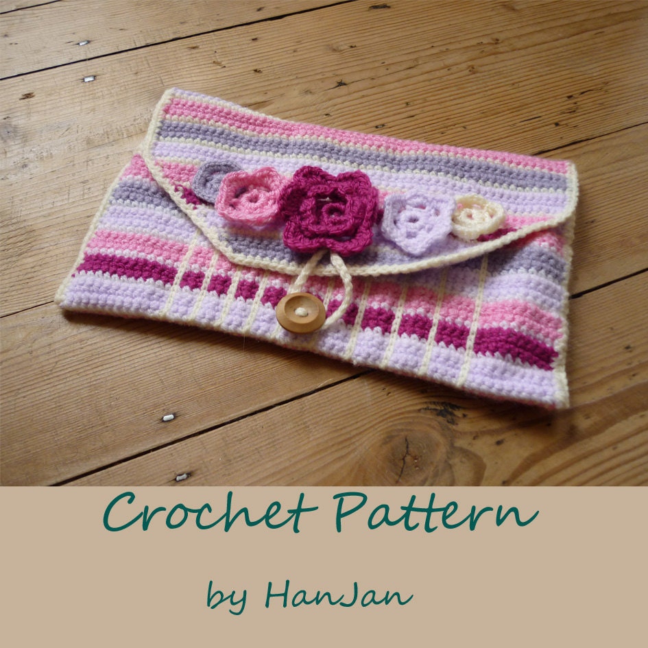 Instant Download PDF Crochet Pattern: Crochet Hook Case, Pouch, Bag, Make up bag, Clutch bag, US instructions with HanJan crochet tutorial