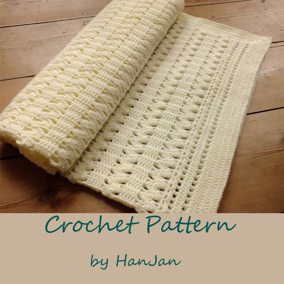 Instant Download PDF Crochet Pattern: Gentle Cream Zigzag Baby Blanket, easy UK instructions with HanJan crochet tutorial