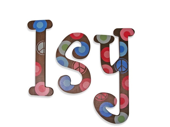 Custom Painted Wooden Name Letters Wall Art Nursery Baby, Hand Painted Letters- Nursery Names Wall Hanging