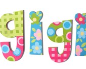Custom Hand Painted Wooden Name Letters Wall Hanging Art Nursery Baby