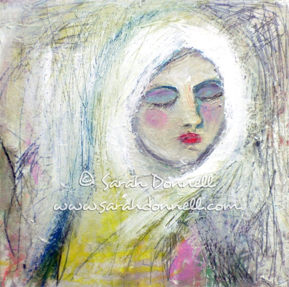 A4 Print Original Artwork Mixed Media Girl Painting Mixed Media Original Woman Collage Art Wall Art Textured Outsider Painting Australian