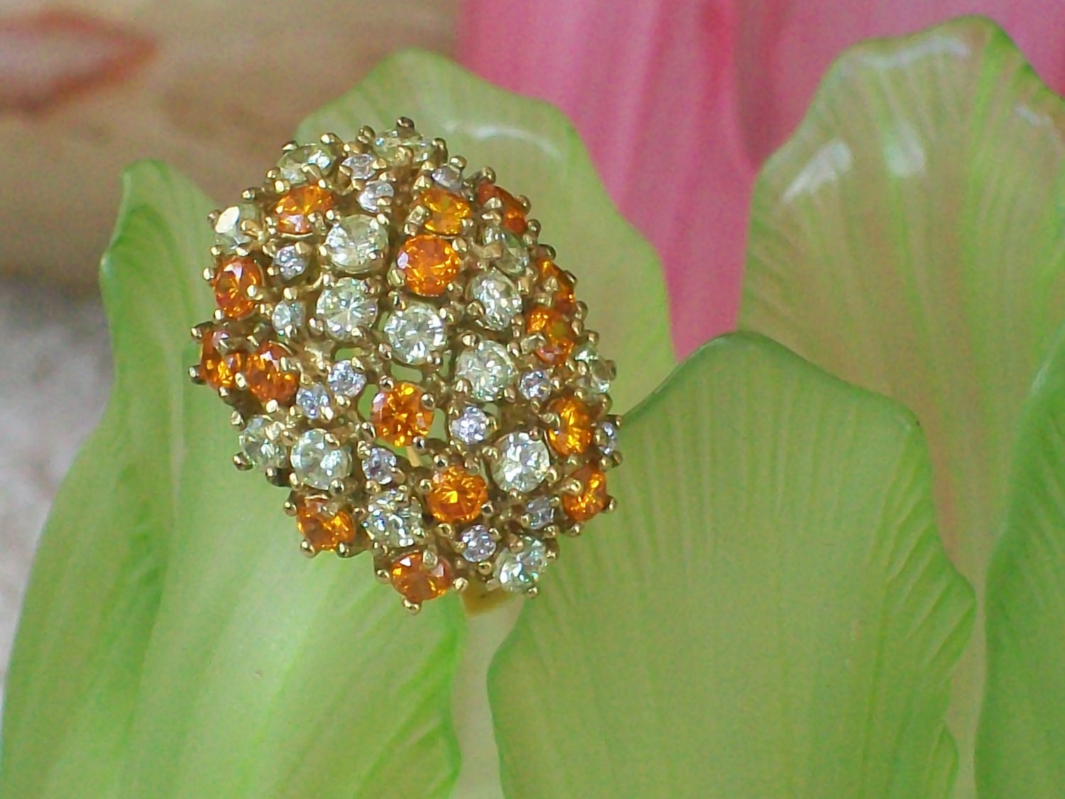 Yellow Topaz CZ Dome Cocktail Ring