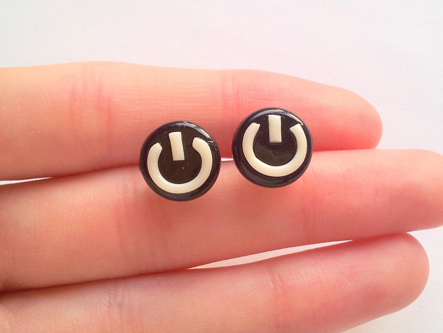 Power button glow in the dark post earrings