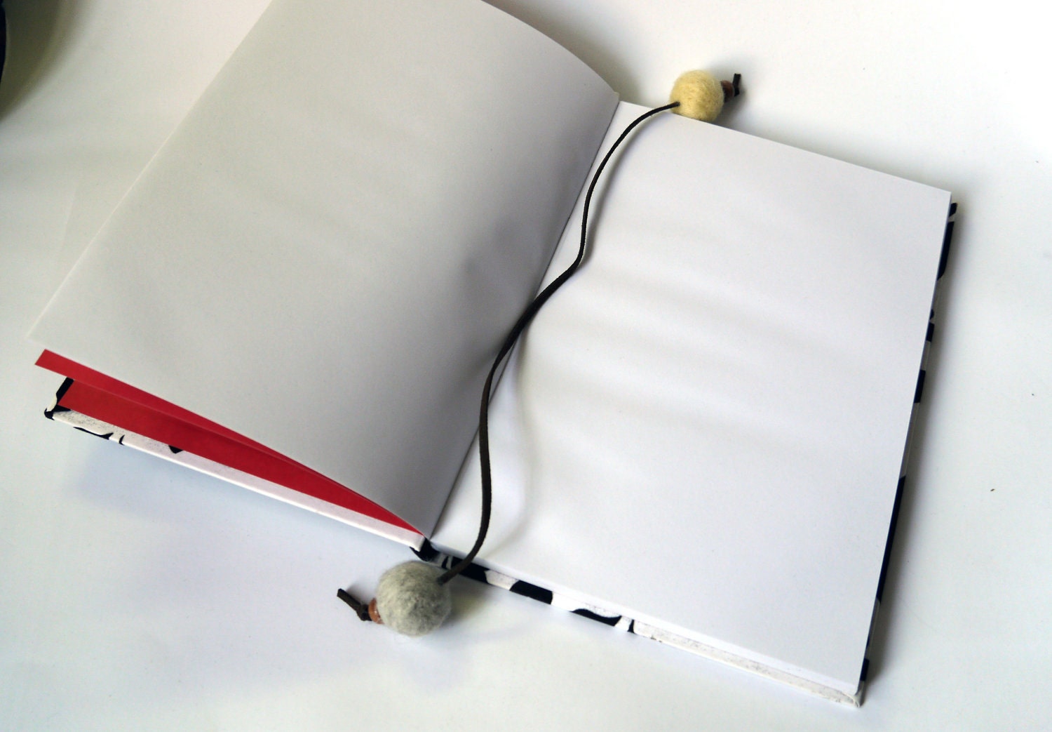 YELLOW GREY Needle Felted Wool Pom Pom Billy Ball Bookmark with Suede - Love Gift Mother Father Children