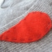 Heart Gloves, Fingerless Grey Gloves with Red Felt Heart