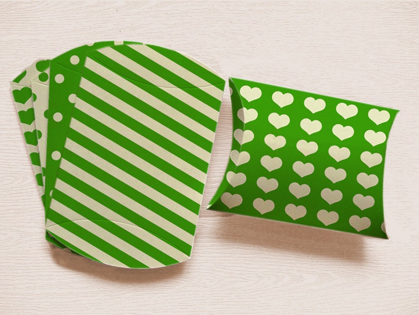 INSTANT DOWNLOAD Printable Pillow Box Set of 5 in GREEN Diy