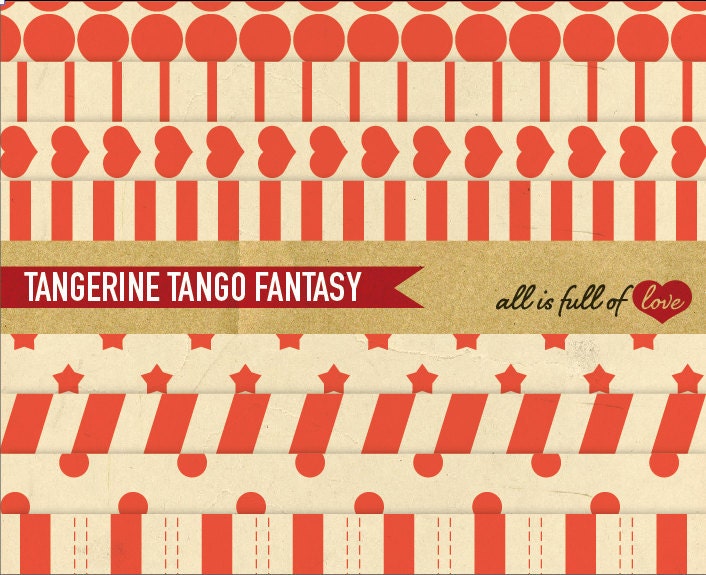 Digital Scrapbooking Paper Pack TANGERINE TANGO FANTASY Printable Backgrounds Instant Download