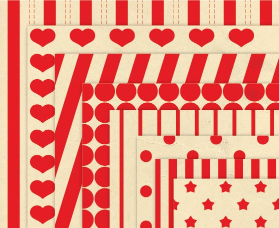 Digital SCRAPBOOKING Paper Pack RED FANTASY Printable Background Vintage Sheets Instant Download