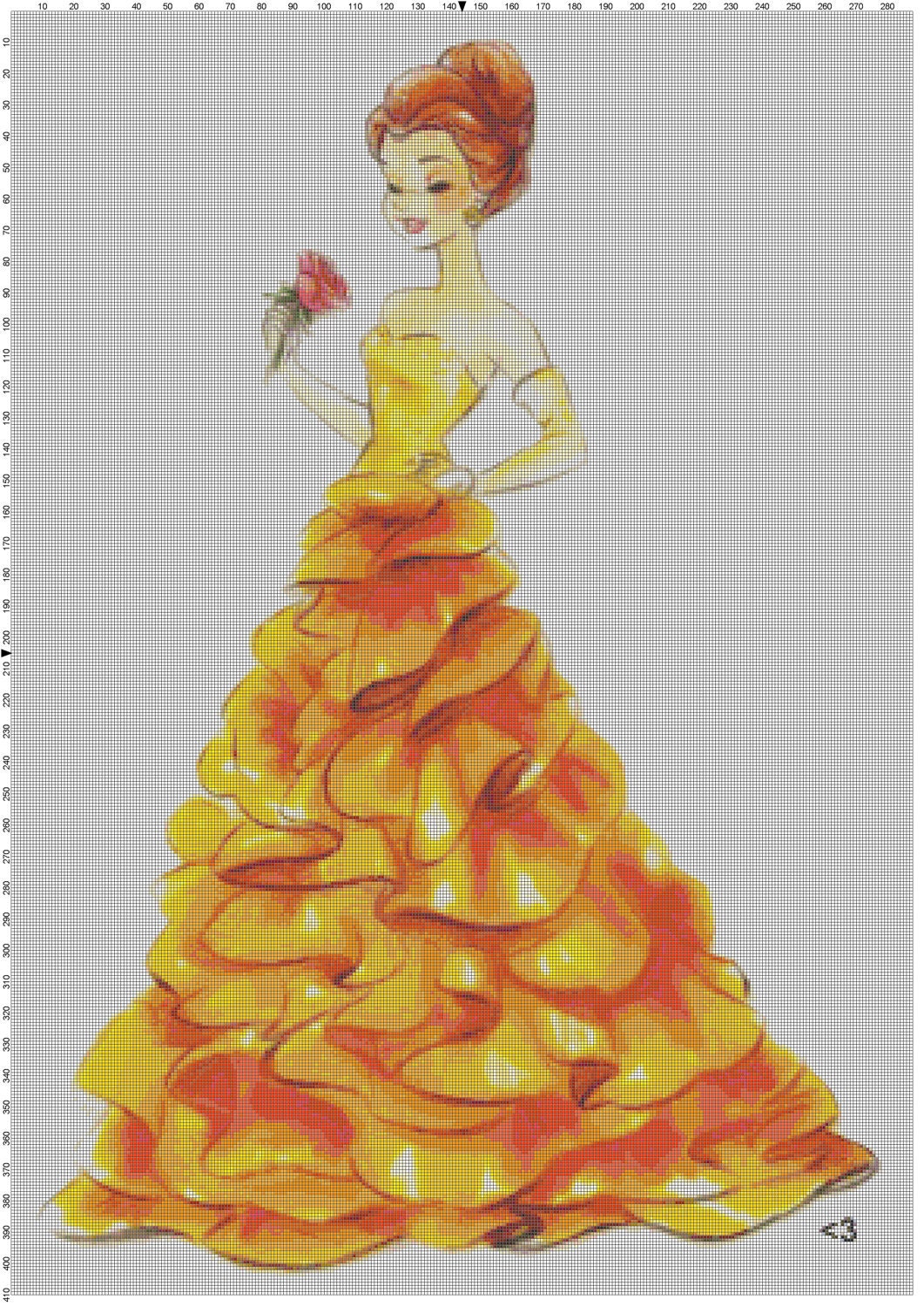 Disney Designer Princess Doll Belle (Beauty and the Beast) Cross Stitch Pattern PDF (Pattern Only)