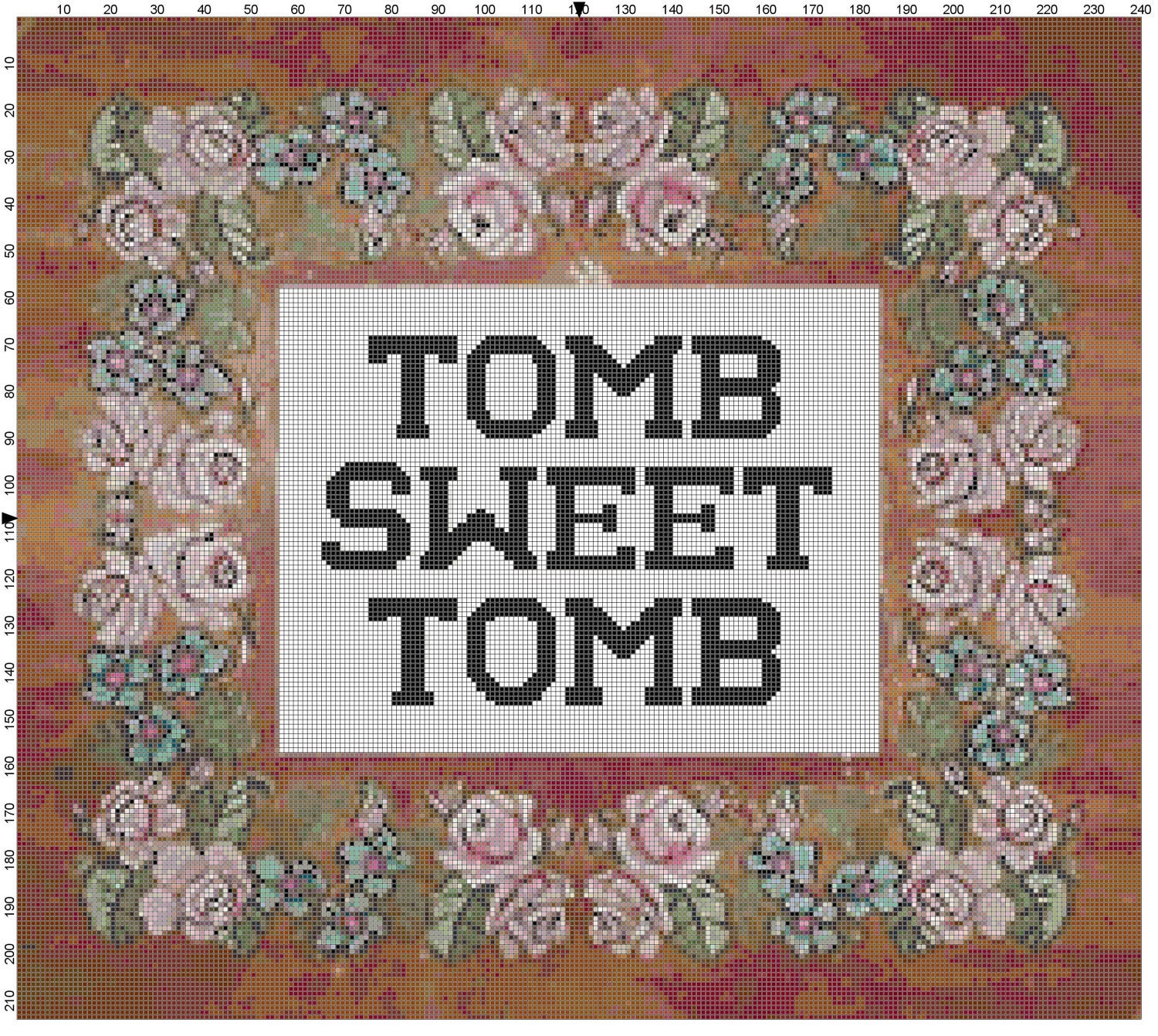 Disney Haunted Mansion Tomb Sweet Tomb Cross Stitch Sampler Pattern PDF (Pattern Only)