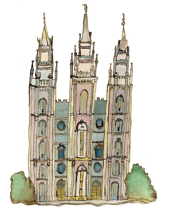 LDS Mormon Temple, Salt Lake City, Utah, 5x7