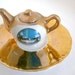 Vintage, HP Porzellen kunit, "Cape Cod", Small, Tea Pot and Saucer in gold