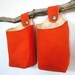 Tangerine Fabric Baskets, Two Reversible Hanging Home Storage