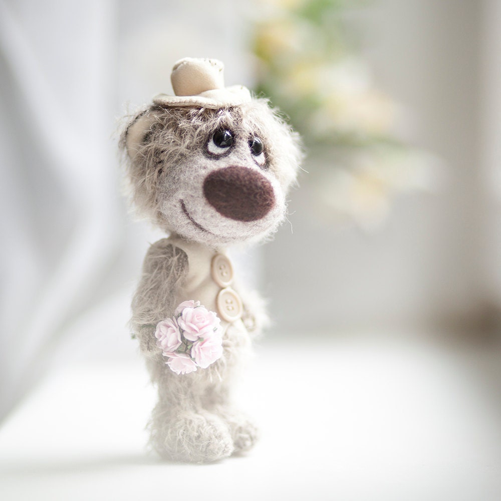 Collectible mohair teddy bear Taggart- Artist Bear OOAK - Birthday gift - Wedding gift - Groom