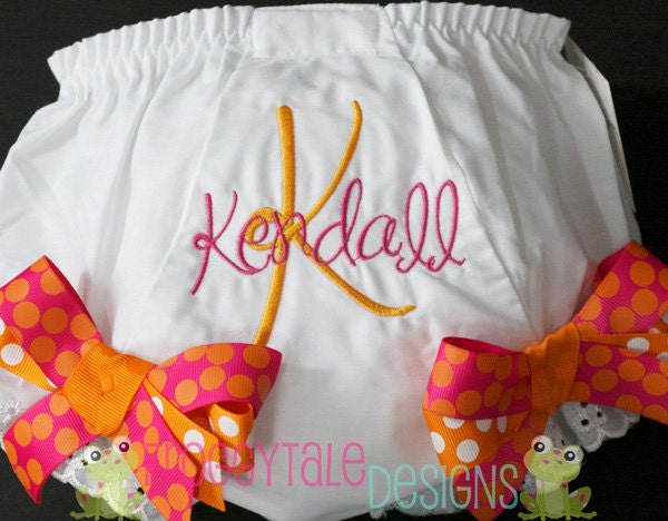 Monogrammed Diaper Cover Tutu Bloomer with Your Choice of Ribbon Double Bows for Little Baby Girls - PERSONALIZED Custom