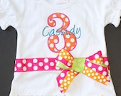 Birthday Girl Polka Dot Number Bodysuit Onesie or Toddler Shirt in Outfits for Little Baby Girls - PERSONALIZED Custom