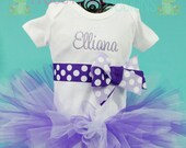 PERSONALIZED Bodysuit Onesie or Toddler Shirt and Matching Tutu Outfit. YOU CHOOSE Colors for Little Baby Girls - Custom