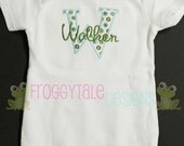 PERSONALIZED Applique Initial Bodysuit Onesie in Baby Blue, Olive and Chocolate for Little Baby Boys - Monogrammed Custom
