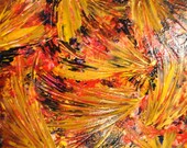 SALE - Original Painting. Fireworks. FREE SHIPPING Abstract. Acrylic. Palette Knife Modern 9 x 12. Beautiful. Expressionism Blue Gold