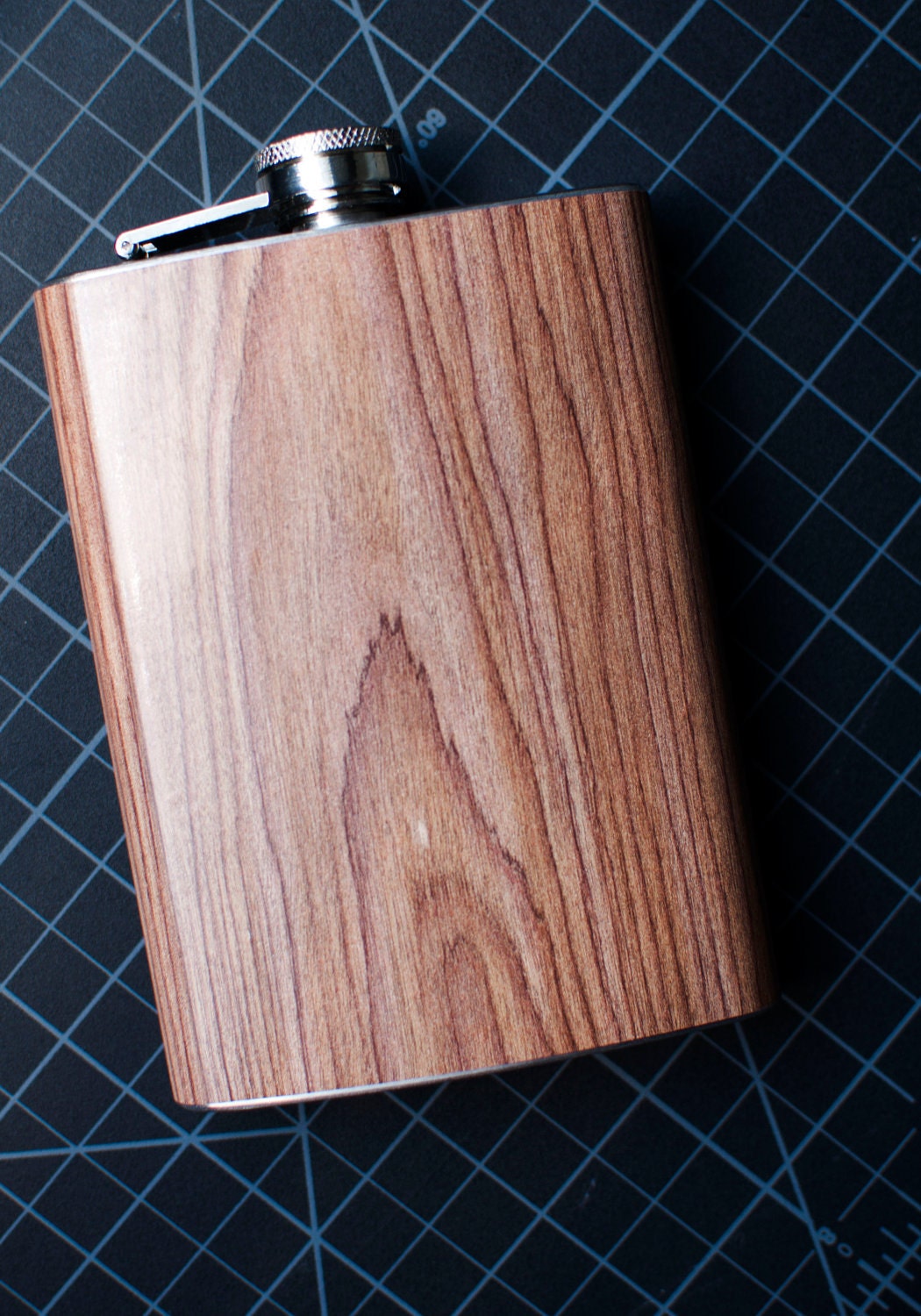 Oak Woodgrain Stainless Steel Hip Flask