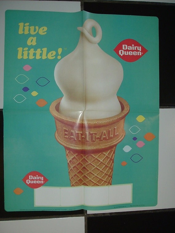 1967 Dairy Queen Ice Cream Cone Advertising Litho by thethriftygal
