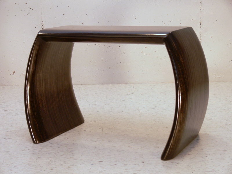 SALE NOW 712.50 Table/Bench Ebony Handcrafted Laminated Sculpted Wood, Contemporary Modern Art, Studio Design, Mid-Century