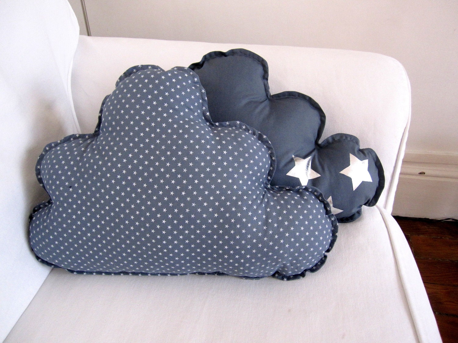 Lot de deux coussins nuage gris orageux
