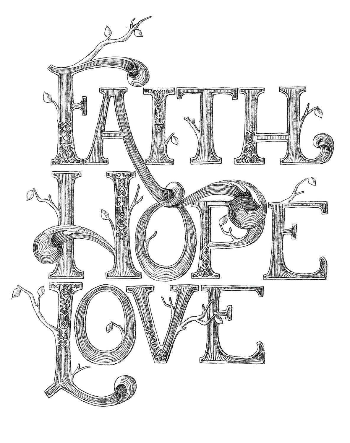 faith hope love coloring pages - photo #4