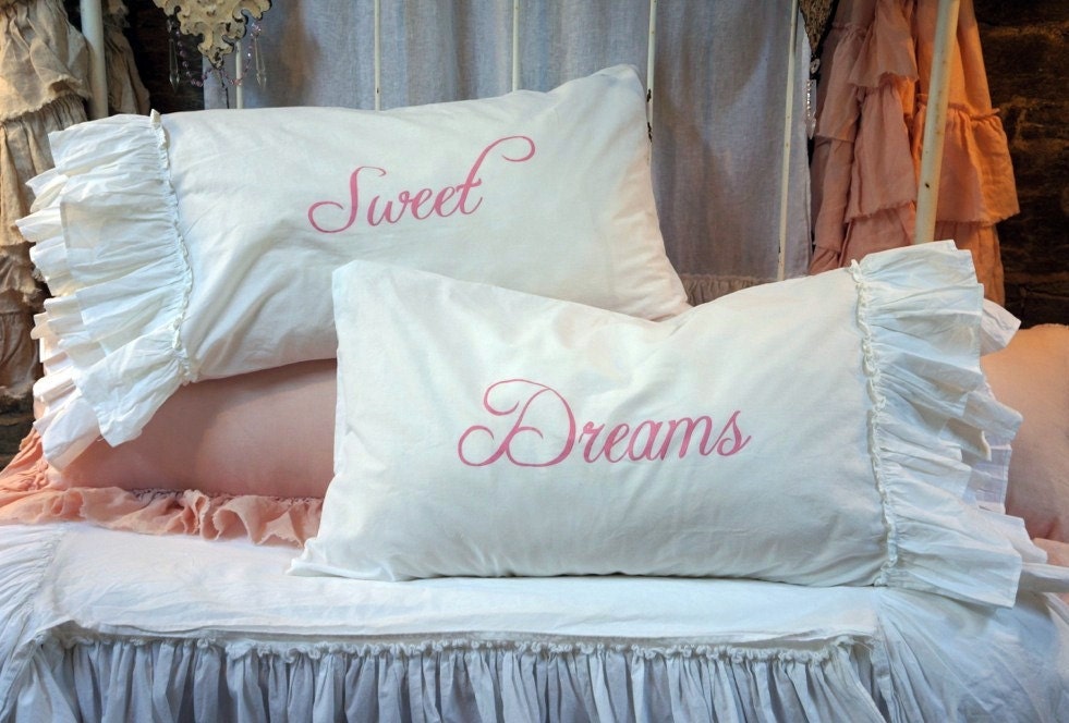 Sweet Dreams Shabby Chic  Ruffle Pillowcase Set