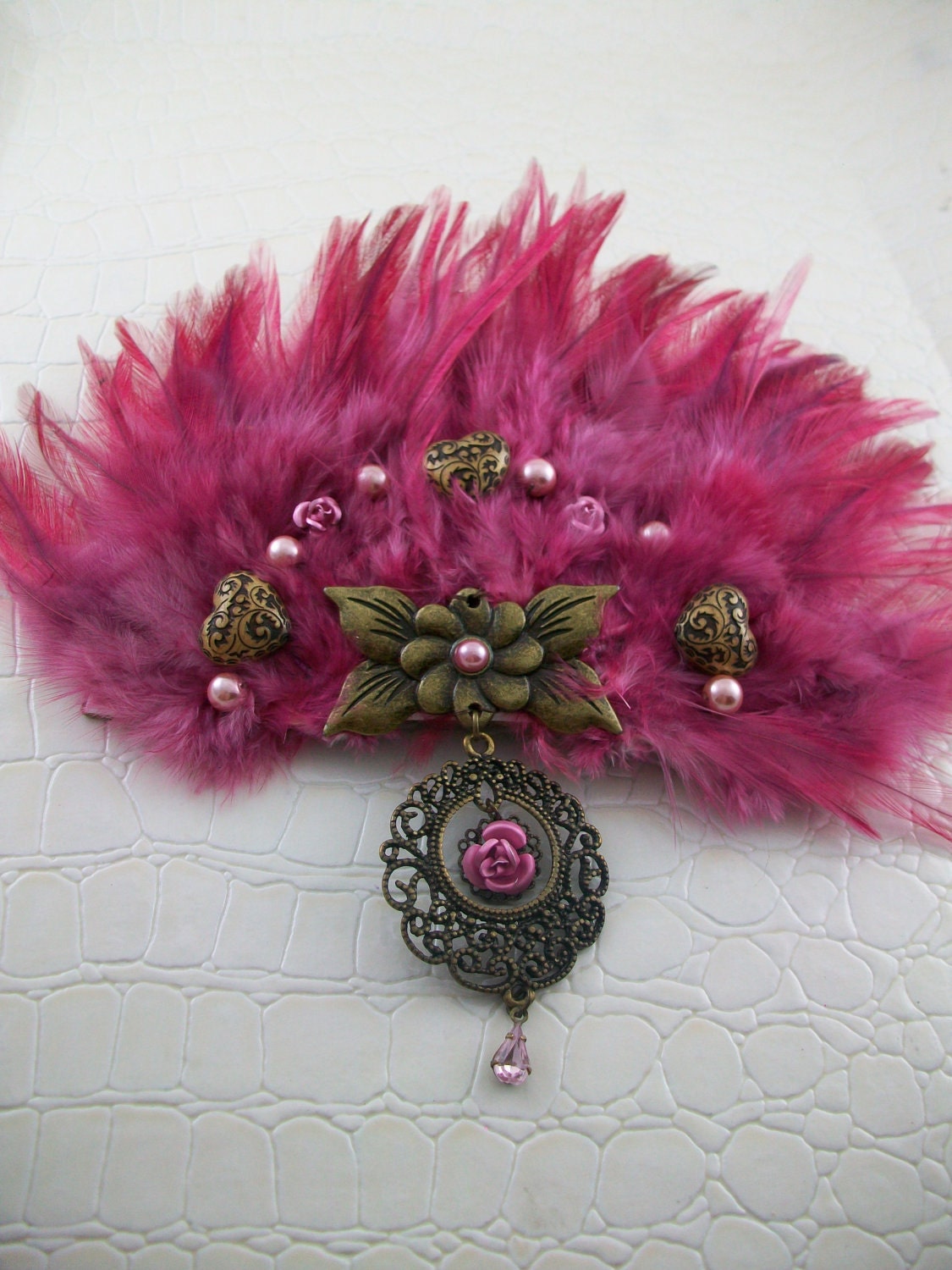 Pink Vintage Feather Fascinator