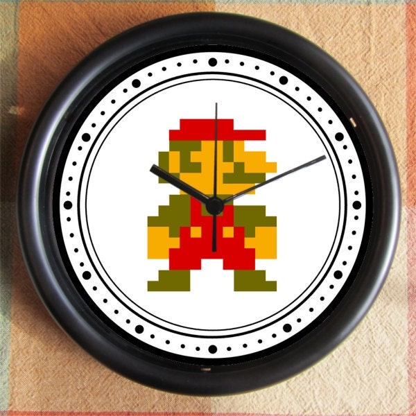 SUPER MARIO BROTHERS Mario 8 Bit alone 10 inch Resin Wall Clock Weddings  Christmas QuickShip