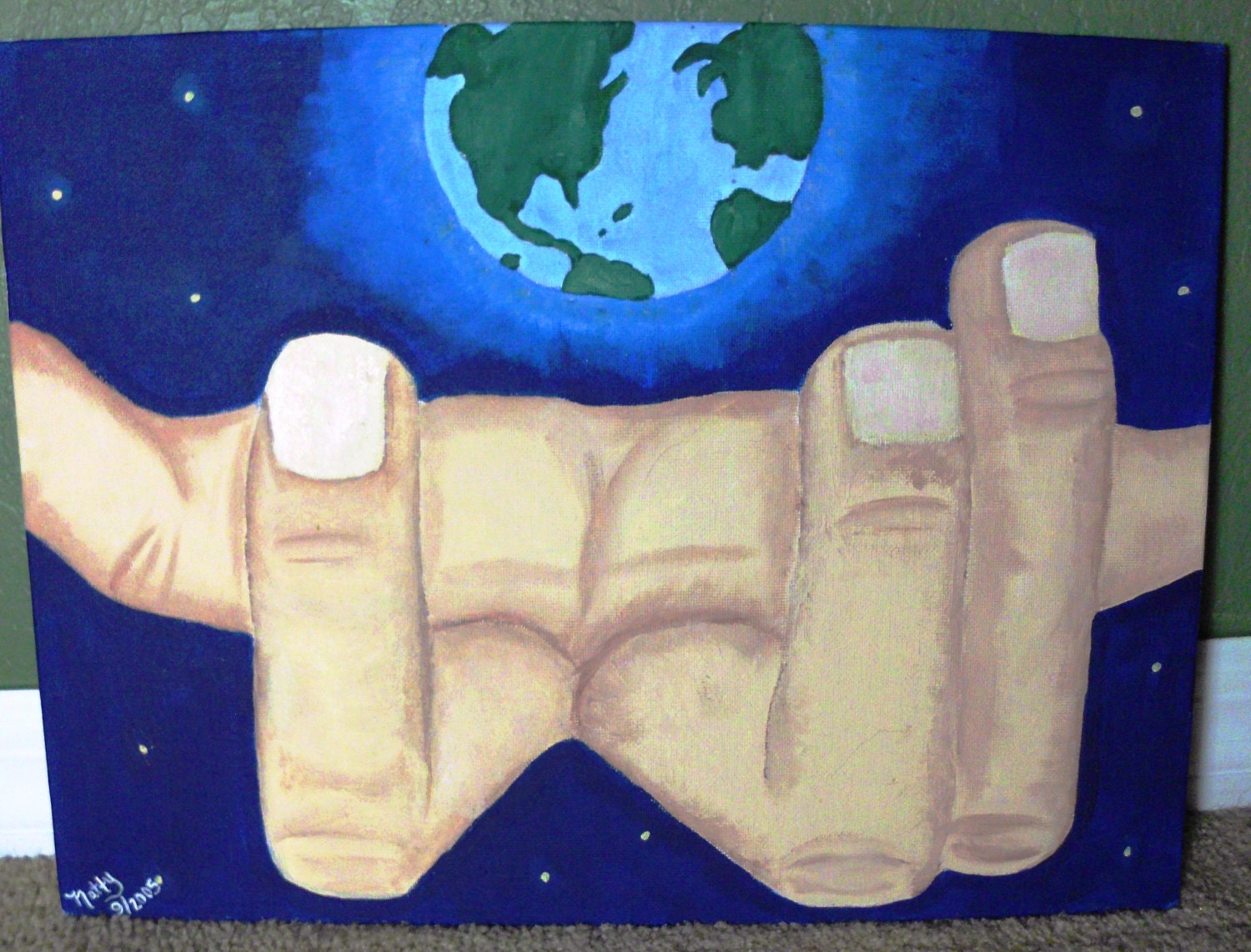 25% OFF Original Acrylic Painting, "Peace", 12 x 16" on Flat Canvas Board, No Frame