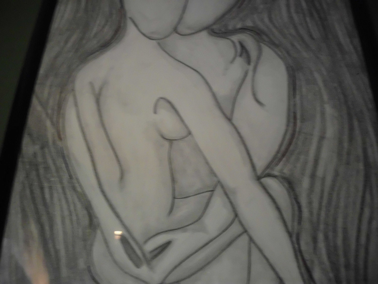 Original Charcoal Drawing, The Lovers, 18 x 24", Black Frame