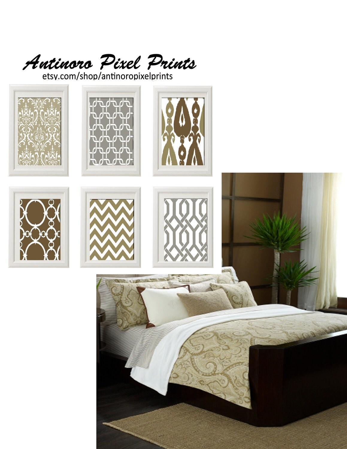 Tan Beige Grey and White Wall Art Vintage / by antinoropixelprints