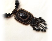 Black Onyx Bead Embroidery Necklace