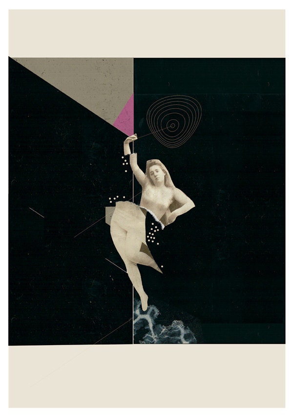 mixed media collage art print- mixed media digital collage - the broken dance