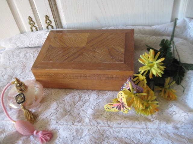 Jewelry Box with Earrings Maybe Teak Wood