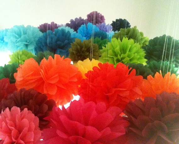 10 Tissue Paper Pom Poms-- Choose your colors