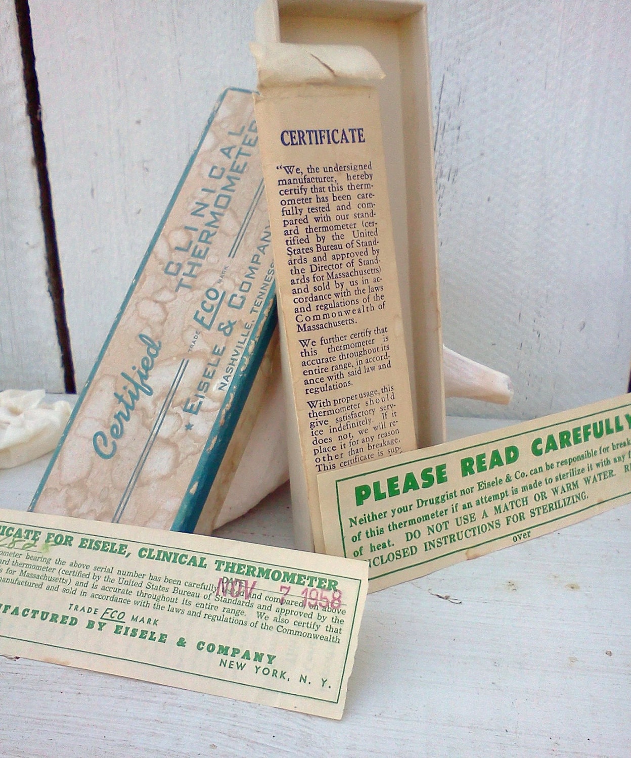 Vintage Medical Glass Eisele & Company Thermometer 1950's Clinical Nurse Doctor Collectible