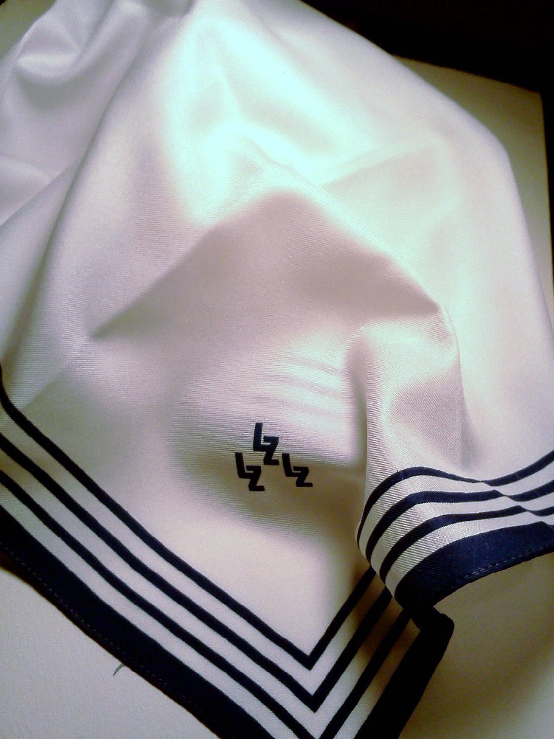 Vintage scarf Nautical Blue and white scarf  A Macclesfield Scarf