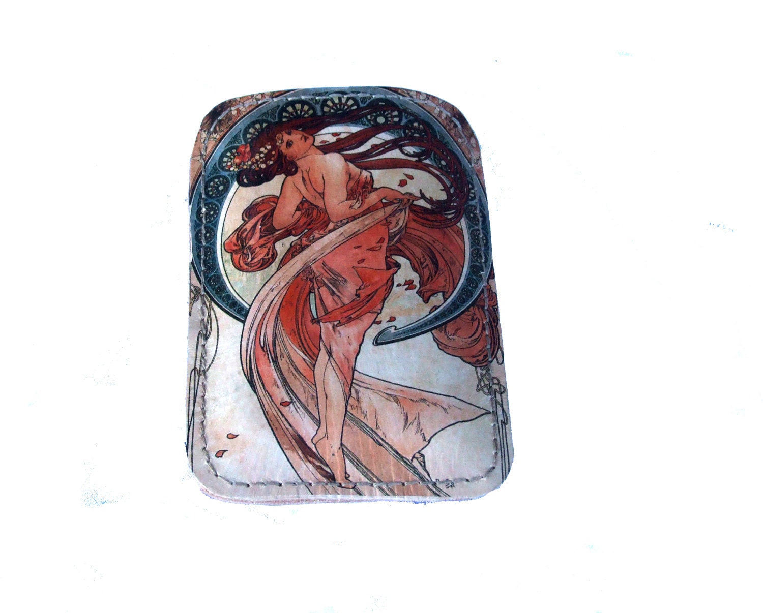 Printed leather Iphone, Ipod, Blackberry, Android, Samsung, Smartphone Case with Mucha print